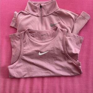 Girls Nike Dri-Fit Pink Athletic Tank Top and Quarter Zip Set size small